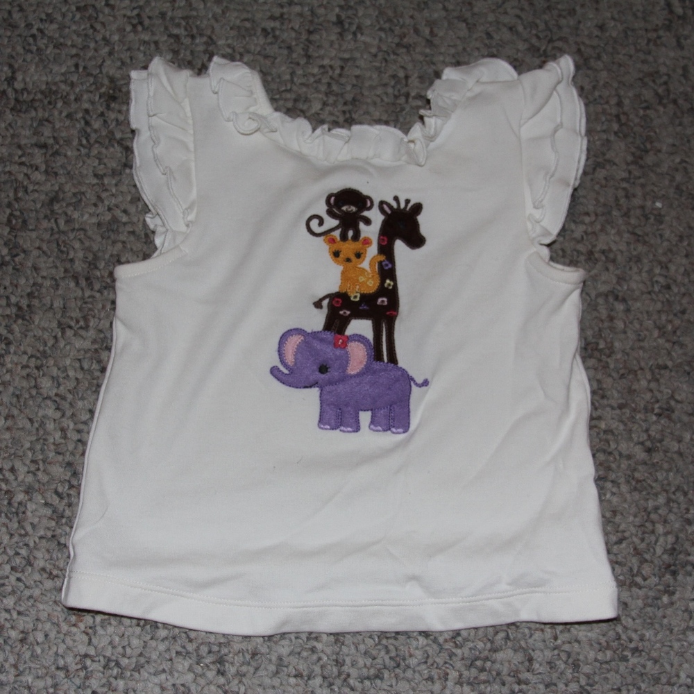 Gymboree White Top with Animals Applique